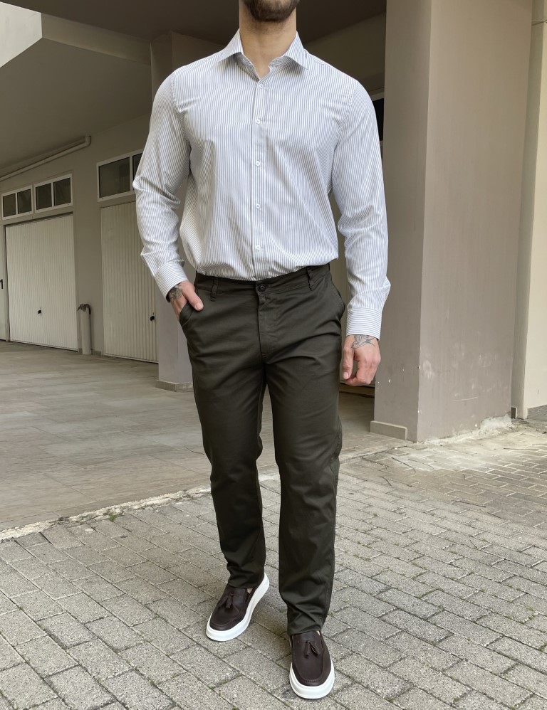 Ανδρικό χακί παντελόνι καπαρντίνα Chinos BO2909X φωτογραφία